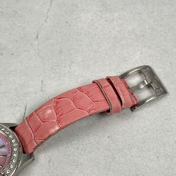Fossil Watch Womens 35mm Date Pave Bezel Pink MOP Bezel Silver Tone New Battery - Picture 5 of 10